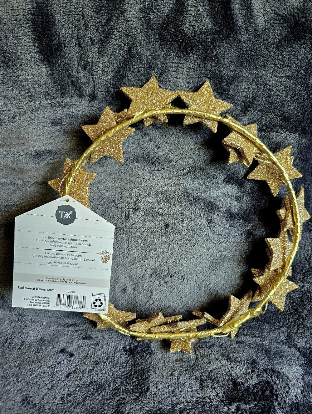 Bundle of 2 Texas House Glitter gold Star Wreath 11.2